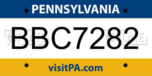 BBC7282 Pennsylvania License Plate