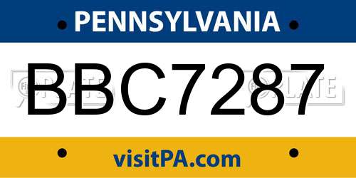 BBC7287 Pennsylvania License Plate
