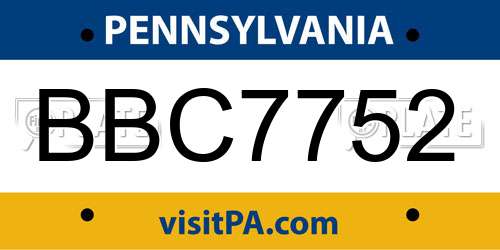 BBC7752 Pennsylvania License Plate