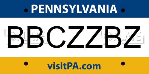 BBCZZBZ Pennsylvania License Plate