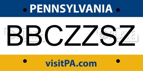 BBCZZSZ Pennsylvania License Plate