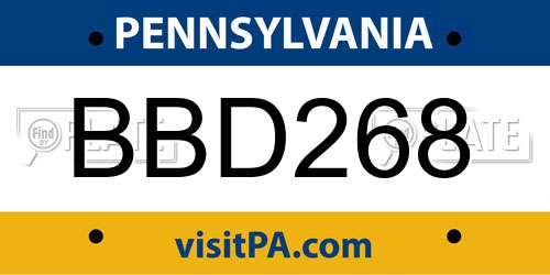 BBD268 Pennsylvania License Plate