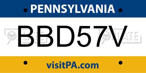 BBD57V Pennsylvania License Plate