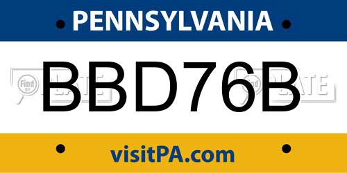 BBD76B Pennsylvania License Plate