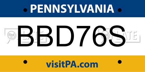 BBD76S Pennsylvania License Plate