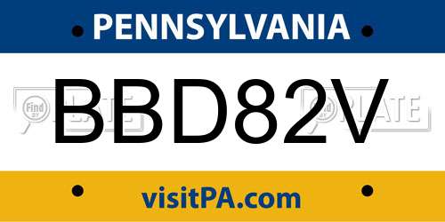 BBD82V Pennsylvania License Plate