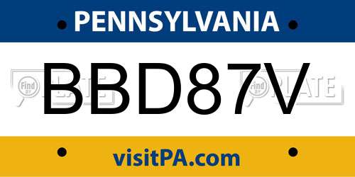 BBD87V Pennsylvania License Plate