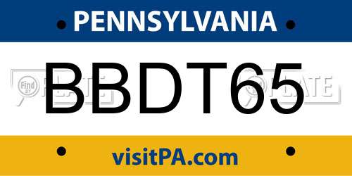 BBDT65 Pennsylvania License Plate