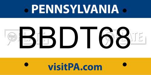 BBDT68 Pennsylvania License Plate