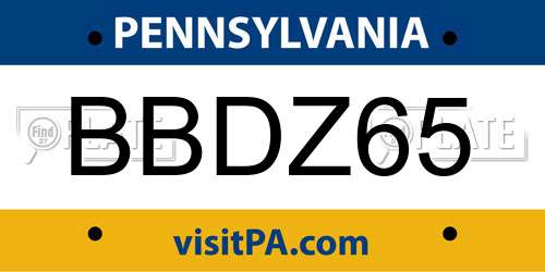 BBDZ65 Pennsylvania License Plate