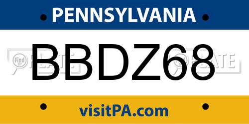 BBDZ68 Pennsylvania License Plate