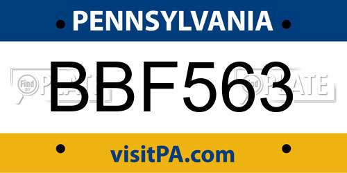 BBF563 Pennsylvania License Plate