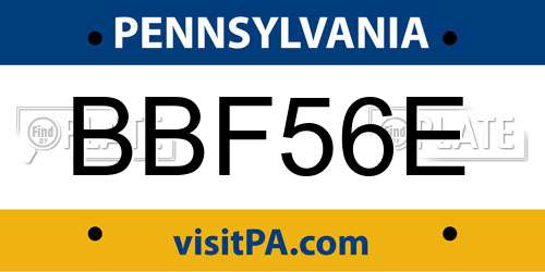 BBF56E Pennsylvania License Plate