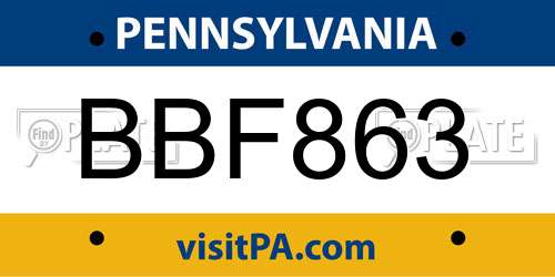 BBF863 Pennsylvania License Plate