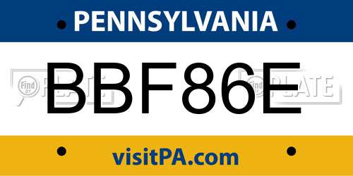 BBF86E Pennsylvania License Plate