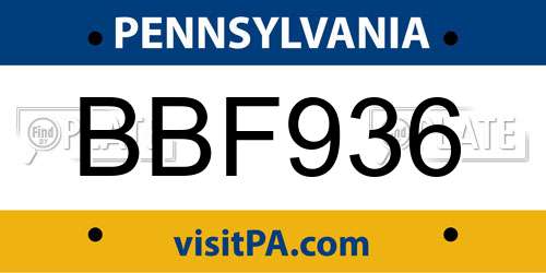 BBF936 Pennsylvania License Plate