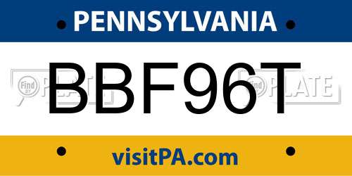 BBF96T Pennsylvania License Plate