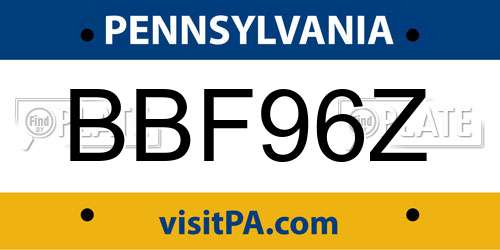 BBF96Z Pennsylvania License Plate
