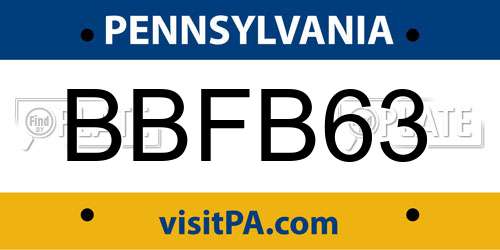 BBFB63 Pennsylvania License Plate