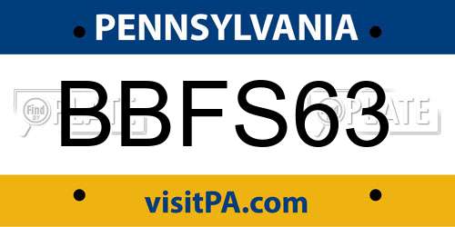 BBFS63 Pennsylvania License Plate