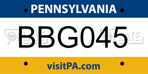 BBG045 Pennsylvania License Plate