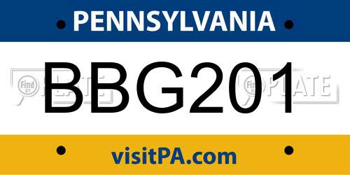 BBG201 Pennsylvania License Plate
