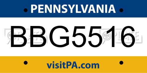 BBG5516 Pennsylvania License Plate