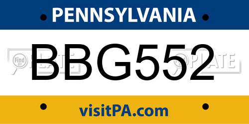 BBG552 Pennsylvania License Plate
