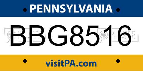 BBG8516 Pennsylvania License Plate