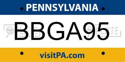 BBGA95 Pennsylvania License Plate