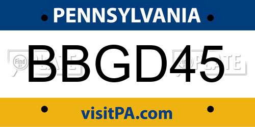 BBGD45 Pennsylvania License Plate