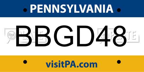 BBGD48 Pennsylvania License Plate