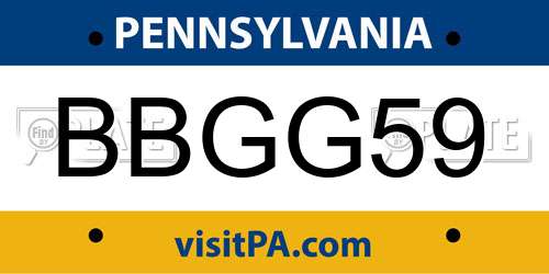 BBGG59 Pennsylvania License Plate