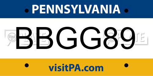 BBGG89 Pennsylvania License Plate