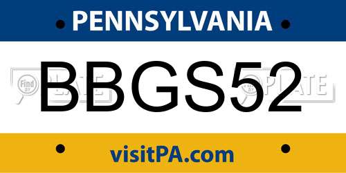 BBGS52 Pennsylvania License Plate