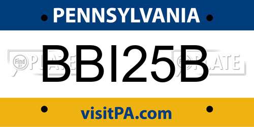 BBI25B Pennsylvania License Plate