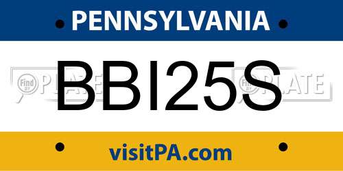 BBI25S Pennsylvania License Plate