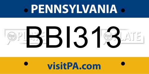 BBI313 Pennsylvania License Plate