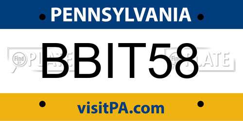 BBIT58 Pennsylvania License Plate