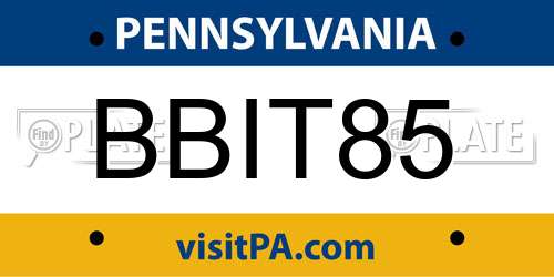BBIT85 Pennsylvania License Plate