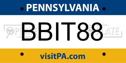 BBIT88 Pennsylvania License Plate
