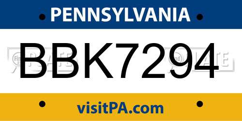 BBK7294 Pennsylvania License Plate