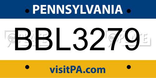 BBL3279 Pennsylvania License Plate
