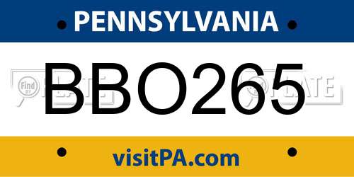BBO265 Pennsylvania License Plate