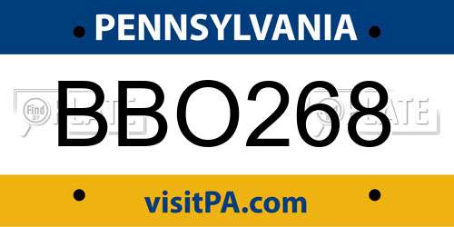BBO268 Pennsylvania License Plate