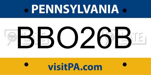 BBO26B Pennsylvania License Plate