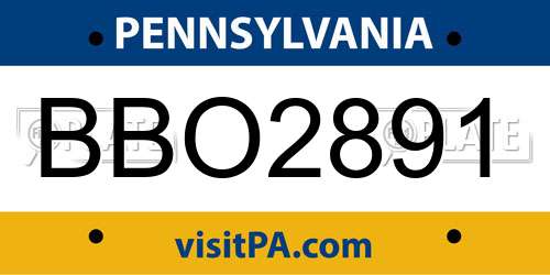 BBO2891 Pennsylvania License Plate