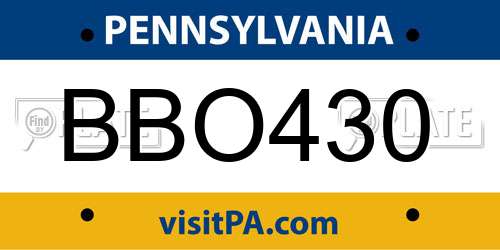 BBO430 Pennsylvania License Plate