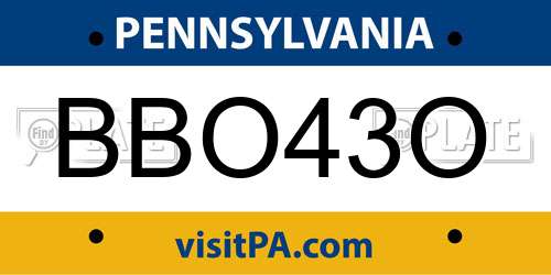BBO43O Pennsylvania License Plate