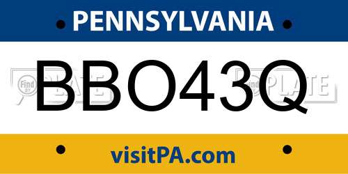 BBO43Q Pennsylvania License Plate